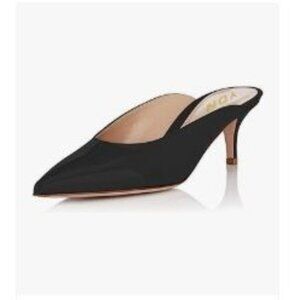 YDN Black Women Classic Pointed Toe Low Mid Heel Loafers Slip on Mules